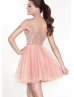 Off Shoulder Pink Lace Tulle Stunning Cocktail Dress
